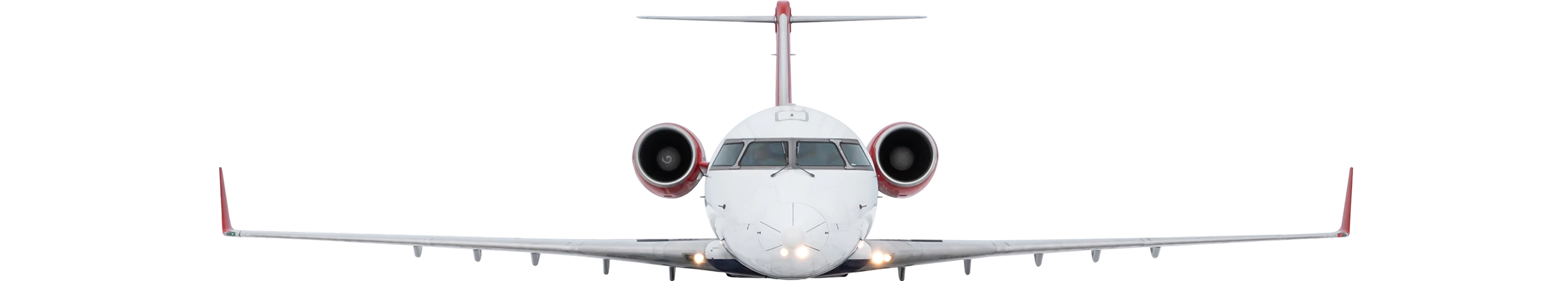 Front view of a private jet airplane.