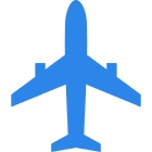 Blue airplane silhouette on black background.